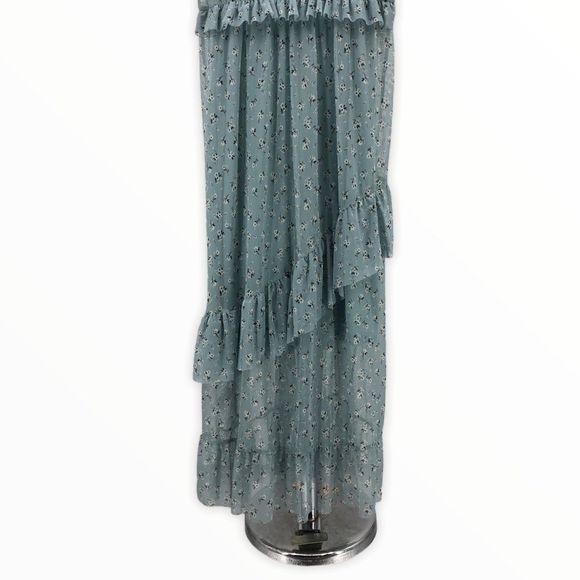 New Look Mesh Frill Blue Floral Ruffle Dress NWT - Picture 8 of 15